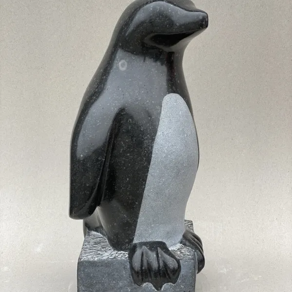 beeld van pinguïn in steen